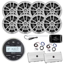 Rádio AM/FM JBL Marine, alto-falante 8x 6,5", 2x amplificador com kit, divisor, antena (branco) comprar usado  Enviando para Brazil