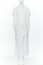 Vestido maxi camisa longa ROSETTA GETTY branco algodão dobra avental gravata mínima US0 XS comprar usado  Enviando para Brazil