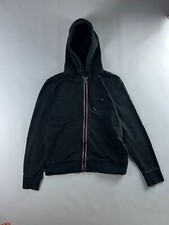 Używany, Tommy Hilfiger Męska czarna bluza z kapturem zapinana na zamek Medium 100% bawełna czerwono-białe akcenty na sprzedaż  PL