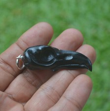 Pingente de escultura em caveira de corvo 45-49mm comprimento P5401 com prata em chifre de búfalo comprar usado  Enviando para Brazil