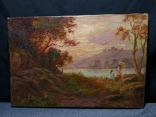 Antique painting landscape d'occasion  Expédié en Belgium