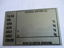 Typenschild Vauxhall Corsa astra Vectra Schild comprar usado Typenschild Vauxhall Corsa astra Vectra Schild comprar usado  Enviando para Brazil