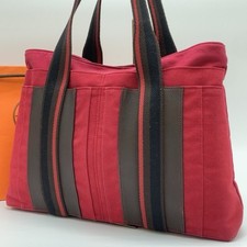 Usado, Bolsa tote de mão HERMES Troca horizontal MM lona rosa vermelha preta cinza do Japão comprar usado  Enviando para Brazil