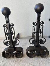 Usado, Raro par antigo de lareira de ferro fundido Chenets Château Manor House Décor comprar usado  Enviando para Brazil