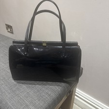 vintage black patent handbag for sale  THORNTON-CLEVELEYS