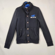 Jaqueta Hollister Masculina Grande Preta Azul Lã Forrada Decote Simulado Botões com Zíper Completo comprar usado  Enviando para Brazil