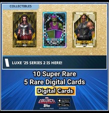 Cartões digitais Topps Marvel Collect Luxe 25 Series 2 super raros+raros 15 comprar usado  Enviando para Brazil