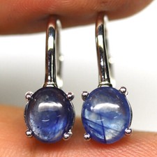 Prata esterlina 925 6 x 7 mm. Brincos folheados a ouro branco com safira azul, usado comprar usado  Enviando para Brazil