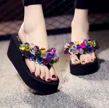 Chinelos femininos de strass salto cunha plataforma sandálias chinelos sapatos de verão comprar usado  Enviando para Brazil