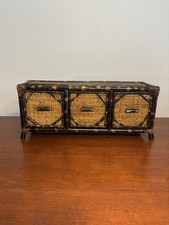 Mini cómoda vintage de bambú quemado costero y caña años 60 segunda mano  Embacar hacia Mexico