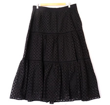 Saia maxi Jigsaw tamanho 14 preta em camadas Broderie Anglaise ponto escada, usado comprar usado  Enviando para Brazil