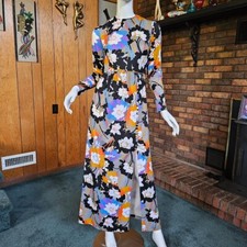 Antigo Vestido de Festa Maxi Boho Hostess Maximalista Pop Art Psych Papel de Parede Floral Anos 60 P comprar usado  Enviando para Brazil