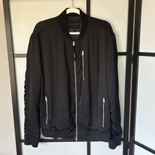 [XL] Jaqueta All Saints masculina estilo bombardeiro de malha forrada preta com bolsos com zíper, usado comprar usado  Enviando para Brazil