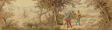 Friso decorativo de cena de caça de veado francês – pintura em aquarela do século XIX comprar usado  Enviando para Brazil