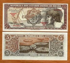 Usado, Brasil, 5 cruzeiros, ND (1961-1962), P-166b, UNC Indígena comprar usado  Enviando para Brazil