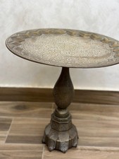 Antiga mesa bandeja lateral com pedestal de latão persa – tampo da bandeja gravado à mão – ornamentado comprar usado  Enviando para Brazil