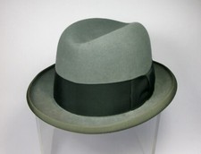com CHAPÉU FEDORA DE LÃ CINZA STETSON aba larga preta laminada tamanho 7-7 1/8 comprar usado  Enviando para Brazil