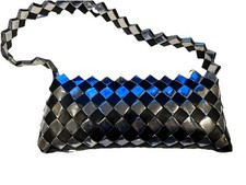 Bolsa de ombro Candy Wrapper preta e holográfica prata feita à mão bolsa clutch   comprar usado  Enviando para Brazil