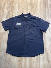 Camisa De Colección Dickies Bordada Parche Ropa de Trabajo Mecánica Negra Abotonada L segunda mano  Embacar hacia Mexico