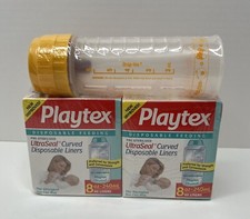 VINTAGE Sellado 1 Botella Playtex Forros de Alimentación Desechables Paquete Doble 8 OZ segunda mano  Embacar hacia Mexico