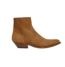 Botas Chelsea masculinas salto bloco biqueira pontuda couro camurça tornozelo sapatos ocidentais comprar usado  Enviando para Brazil