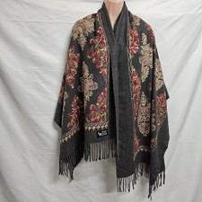 Cashmere 100% lã bordada com franjas cinza pashmina comprar usado  Enviando para Brazil