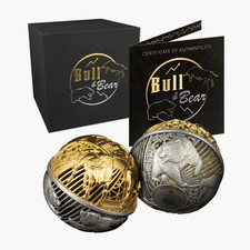 Moeda de prata esférica Bull & Bear 2 oz design filigrana Samoa 2022 edição limitada comprar usado  Enviando para Brazil