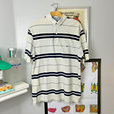 Camisa polo listrada bandeira pequena vintage década de 1990 | Tommy Hilfiger tamanho G branca comprar usado  Enviando para Brazil