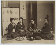 Gueixa Kimono Chá Japão Kimbei 4 Mulheres - Foto c1880s comprar usado  Enviando para Brazil