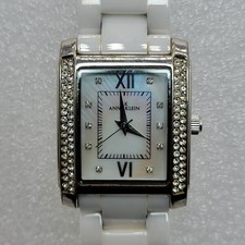 Relógio feminino Anne Klein 26mm retangular mostrador esfregão pulseira branca 6,5", funciona comprar usado Relógio feminino Anne Klein 26mm retangular mostrador esfregão pulseira branca 6,5", funciona comprar usado  Enviando para Brazil