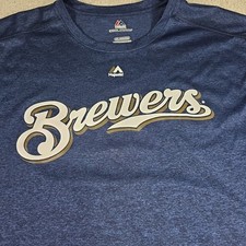 Camiseta masculina Majestic Milwaukee Brewers 2XL azul Dri-Fit MLB Performance Tee comprar usado  Enviando para Brazil