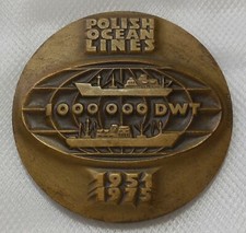 MEDALLA DE BRONCE POLISH OCEAN LINES 1951-1975 1.000.000 DWT 69 MM segunda mano  Embacar hacia Mexico