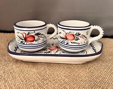 Deruta Espresso conjunto de 3 peças assinado terracota azul e branco pintado à mão década de 1980 comprar usado  Enviando para Brazil