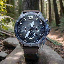 Relógio de pulso Fossil Nate JR1424 masculino couro marrom analógico mostrador preto quartzo 8,5" comprar usado  Enviando para Brazil