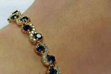 Pulseira de tênis folheada a ouro amarelo 14k corte redondo safira azul 6,35 quilates comprar usado  Enviando para Brazil