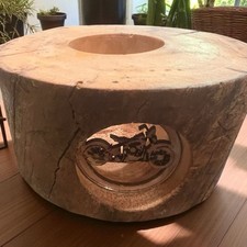 Castiçal de madeira rústica escultura motocicleta decoração motociclista feito à mão EUA 6"x3" comprar usado  Enviando para Brazil