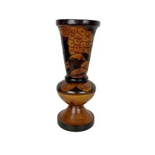 Vaso de madeira vintage esculpido à mão folhas florais feito no México 12,5" boho comprar usado  Enviando para Brazil