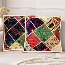 Capa almofada sofá étnica patchwork feita à mão 16"-2 sala de estar/quarto comprar usado  Enviando para Brazil
