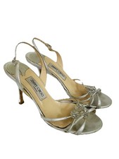 Sandálias femininas Jimmy Choo salto alto prata tamanho 38, usado comprar usado  Enviando para Brazil