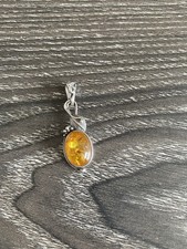Silver amber pendant for sale  HONITON
