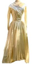 Vestido de noiva chinelo cetim 1930-1940 cor luz de velas renda pérolas trem pequeno comprar usado  Enviando para Brazil