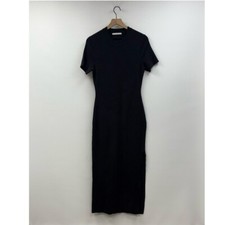 Vestido Midi Abercrombie & Fitch Aconchegante Malha Gola Redonda Fenda Bainha Preto comprar usado  Enviando para Brazil