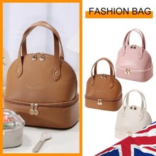 Bolsa térmica feminina Bento com alça superior couro ecológico bolsa tote de almoço bolsa de preparação de refeições, usado comprar usado  Enviando para Brazil