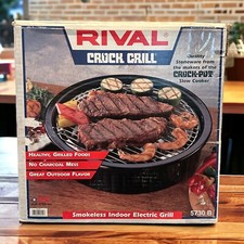 Grelha elétrica interna vintage Rival Crock Grill sem fumaça 5730 B CAIXA ABERTA, usado comprar usado  Enviando para Brazil