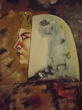 Faro egipcio gran lienzo pintura al óleo arte contemporáneo moderno 20 x 24 pulgadas segunda mano  Embacar hacia Mexico