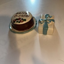 Bolo de aniversário vintage dos anos 1950 e presente saleiro e pimenta shakers caixa 20#60 comprar usado  Enviando para Brazil