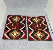 Tapete antigo de feltro tabaco flanela navajo design suástica NY fábrica nº 2153 1900s comprar usado  Enviando para Brazil