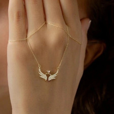 Lindo pingente de asas de anel redondo de moissanita folheado a ouro amarelo 14K PRATA, usado comprar usado  Enviando para Brazil