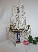 Candelabro de mesa grande antigo colecionável -Lustre prismas de cristal 18" Luís XV comprar usado  Enviando para Brazil