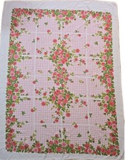 Toalha de Mesa Vintage Buquê de Rosas Xadrez Treliça Vintage Terry MCM 49x64 Rosa , usado comprar usado  Enviando para Brazil